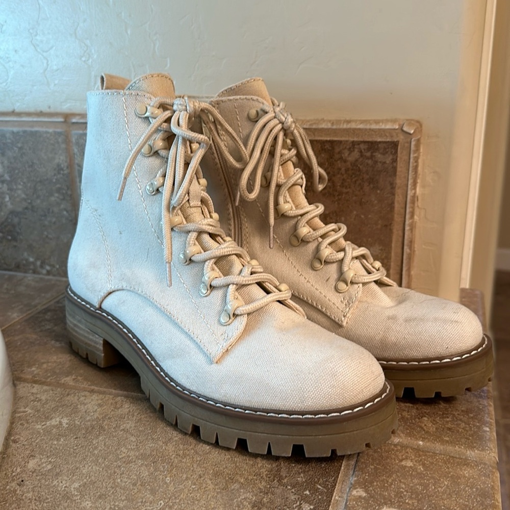 Creamy White Combat/Ankle Boots